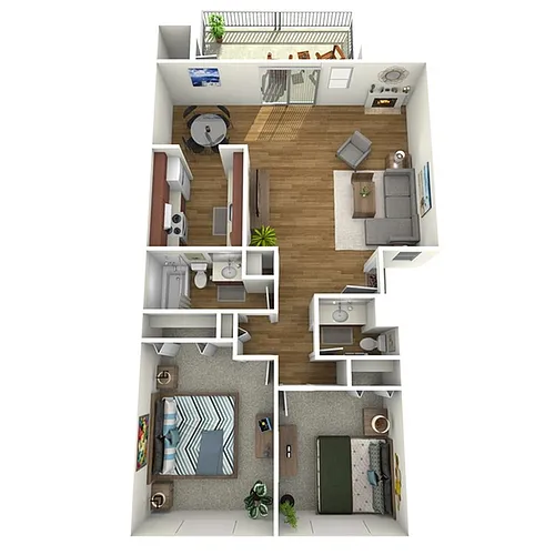 Floor plan 2 Bed, 1.5 Bath C (60% Income Restricted)