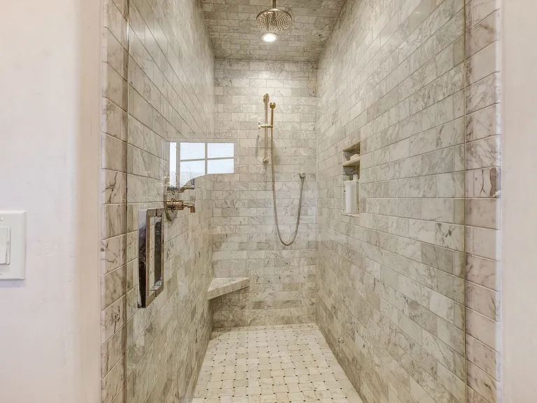 Primary Bath Shower with Rain Head and Wand.