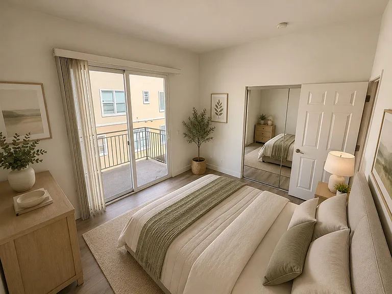 Bedroom #2 w Balcony virtually staged