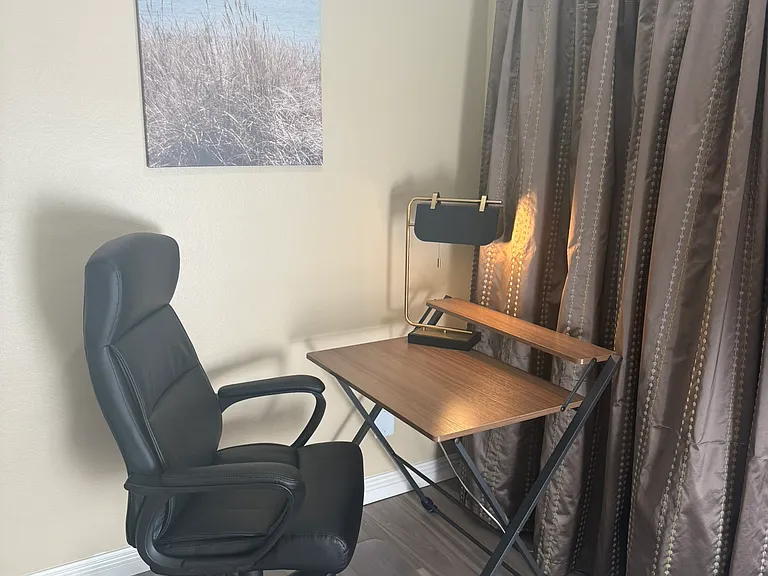 Working area with light on