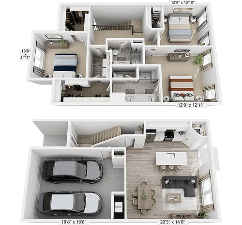 Floor plan 3 bedroom 2.5 bath