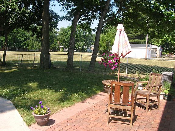 Brick patio overlooks Munn Park