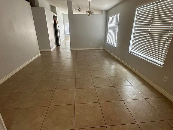 Spacious living room with dining area