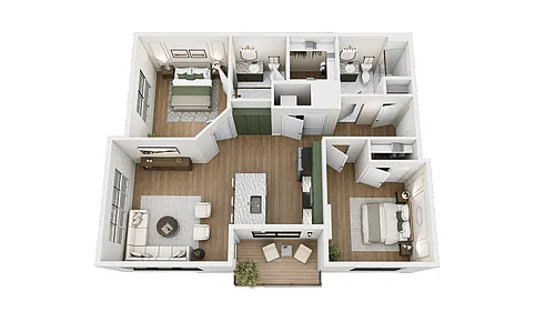 Floor plan 2 Bed 2 Bath A