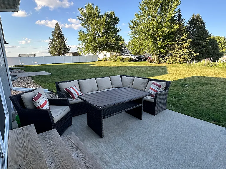Concrete back patio to enjoy sunsets