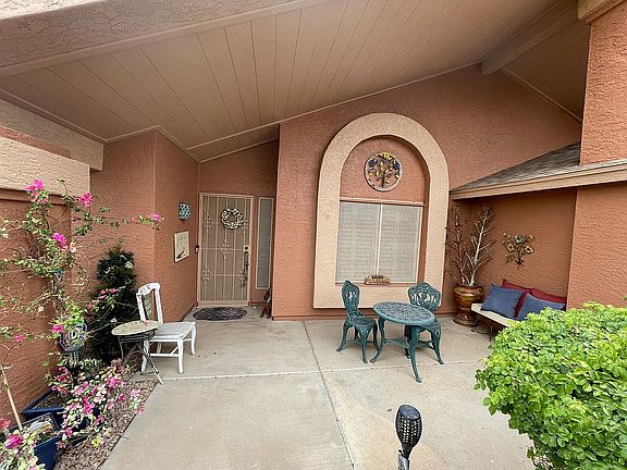 front entry and huge patio