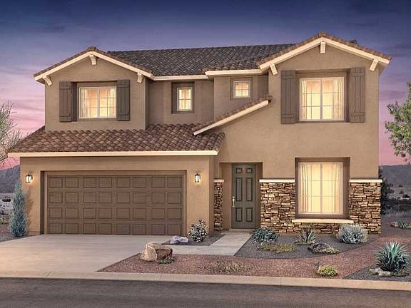 Front yard landscaping and stone accents on the Monza Home Exterior B option.