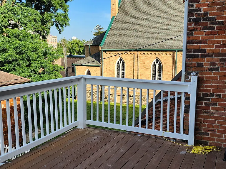 Balcony deck looking south toward St Anthony's Catholic Church