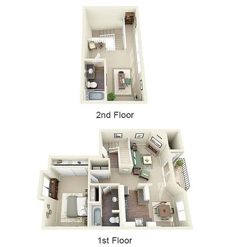 Floor plan 1BR / 2BA