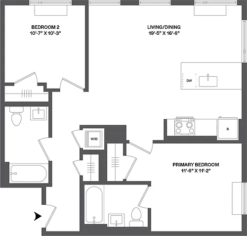 Floor plan 2 Bed/2 Bath-2A-1