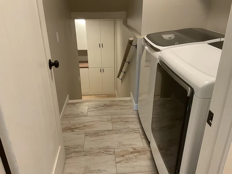 View from laundry room to basement
