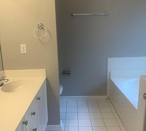 Master bath with garden tub and walk in shower.