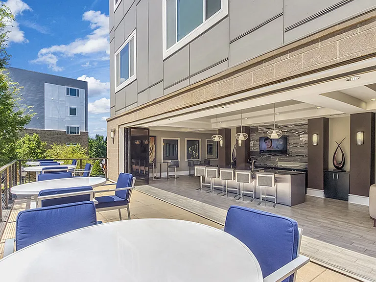 Resident lounge and terrace dining space