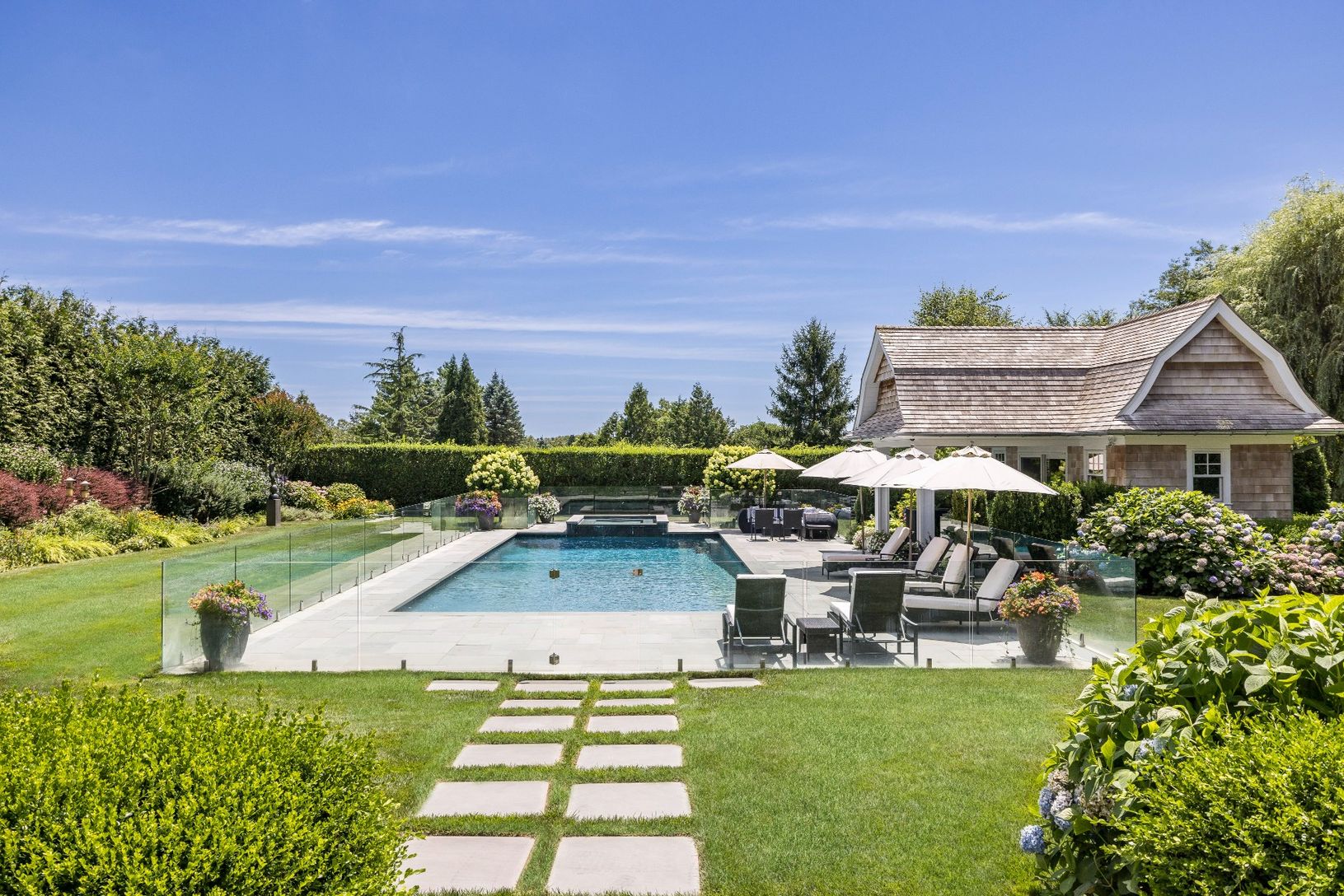 Bluestone path leading to the pool area
