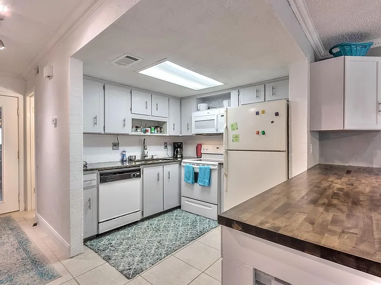 Newly added butcher block kitchen island