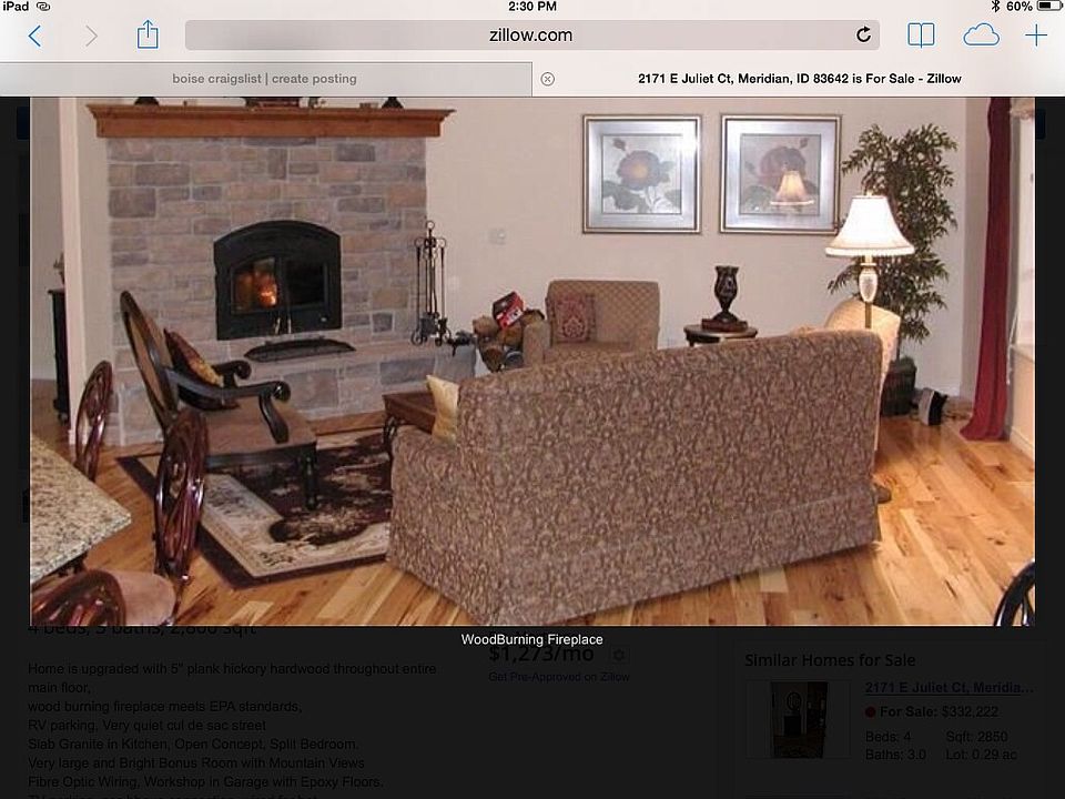 Wood burning fireplace 