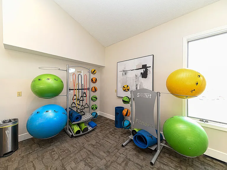 Elevate your workout in this vibrant fitness space, complete with all the essentials.