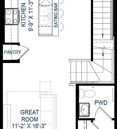 Blackline drawing of the Elm duplex model by Brookfield Residential