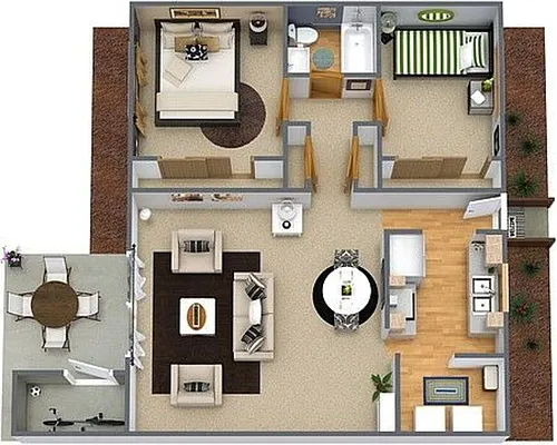 Floor plan 2 Bed 1 Bath