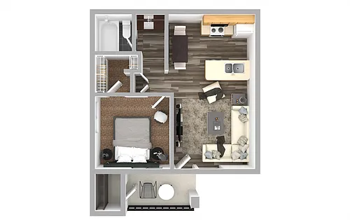 Floor plan One Bedroom, One Bath Small
