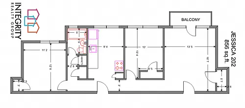 Floor plan Jessica 2 Bedroom 1 Bath A