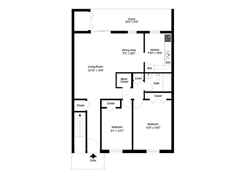 Floor plan Two Bedroom 1st Floor