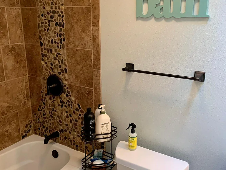 Custom tile work and deep soaking tub