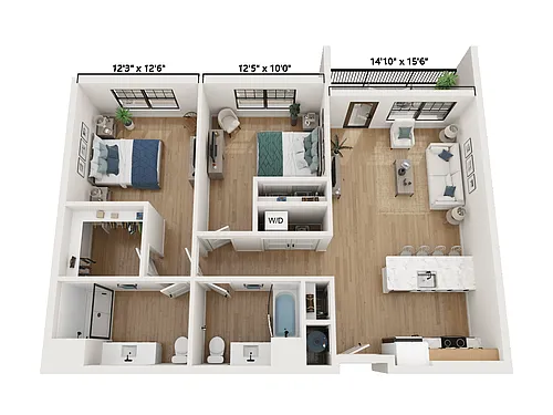Floor plan 2 Bedrooms, 2 Bathrooms