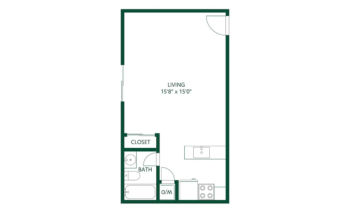 Floor plan 0 bed 1 bath