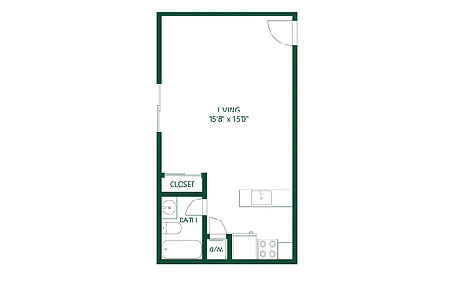 Floor plan 0 bed 1 bath