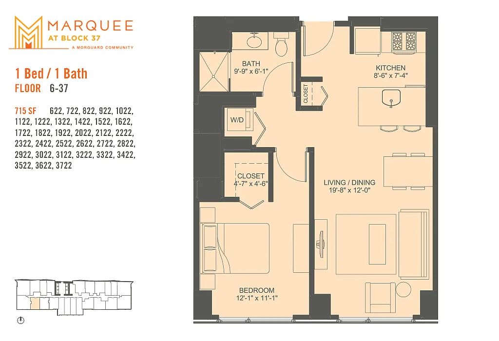 Floor plan 1 Bedroom x 22