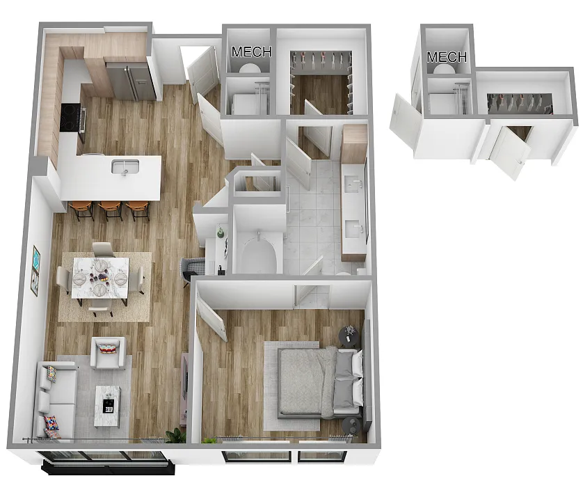 Floor plan E | 1 Bed | 1 Bath