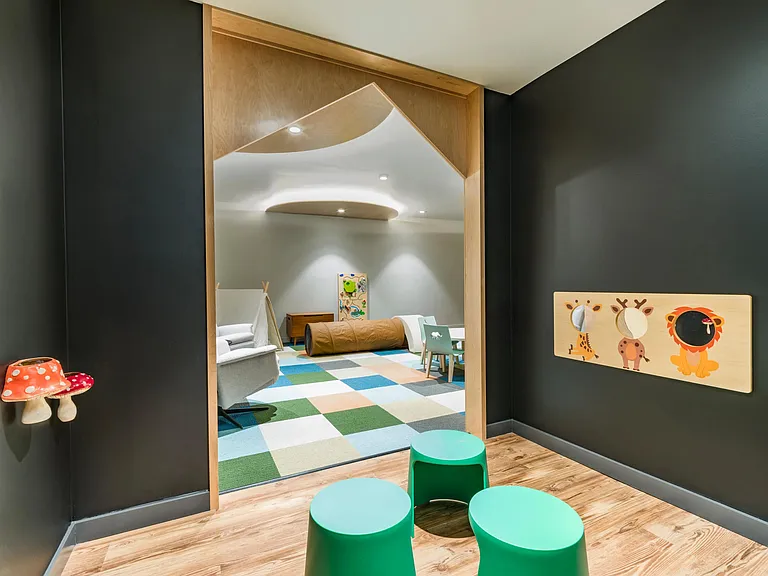 An exciting indoor camp-inspired play area perfect for kids to explore and enjoy.