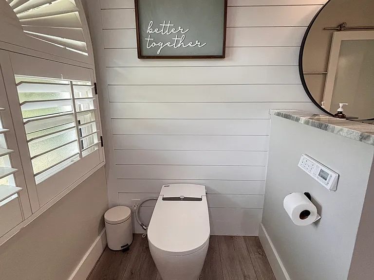 Toto toilet with heated seat, automatic flush, bidet, all the works.
