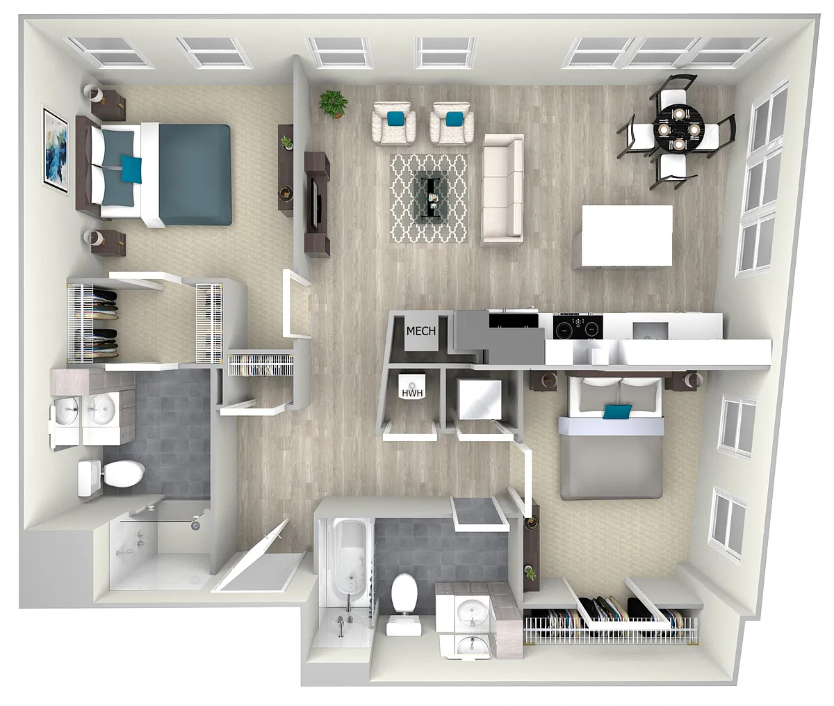 Floor plan 78bB2 Two Bed Two Bath