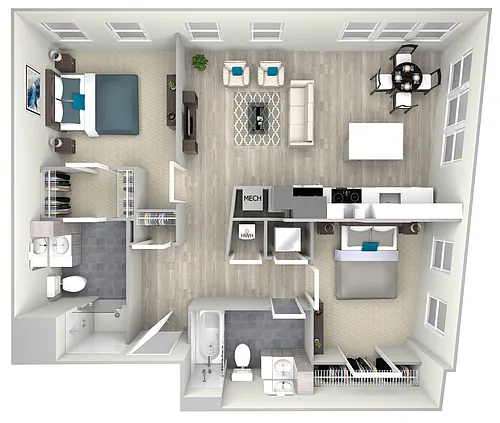 Floor plan 78bB2 Two Bed Two Bath