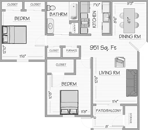 2 bedroom floor plan