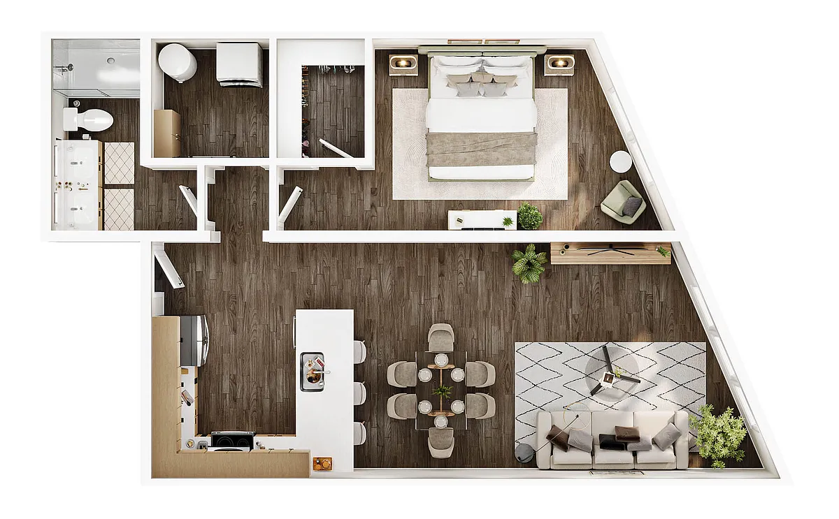 Floor plan 1 BD, 1 BTH A4