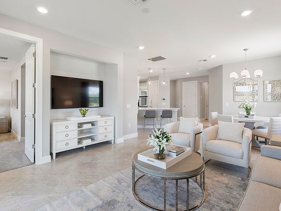 Model Representation Connected living spaces with tile floors