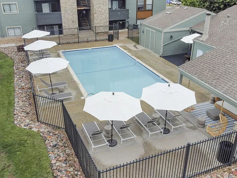 Aerial view of our community pool