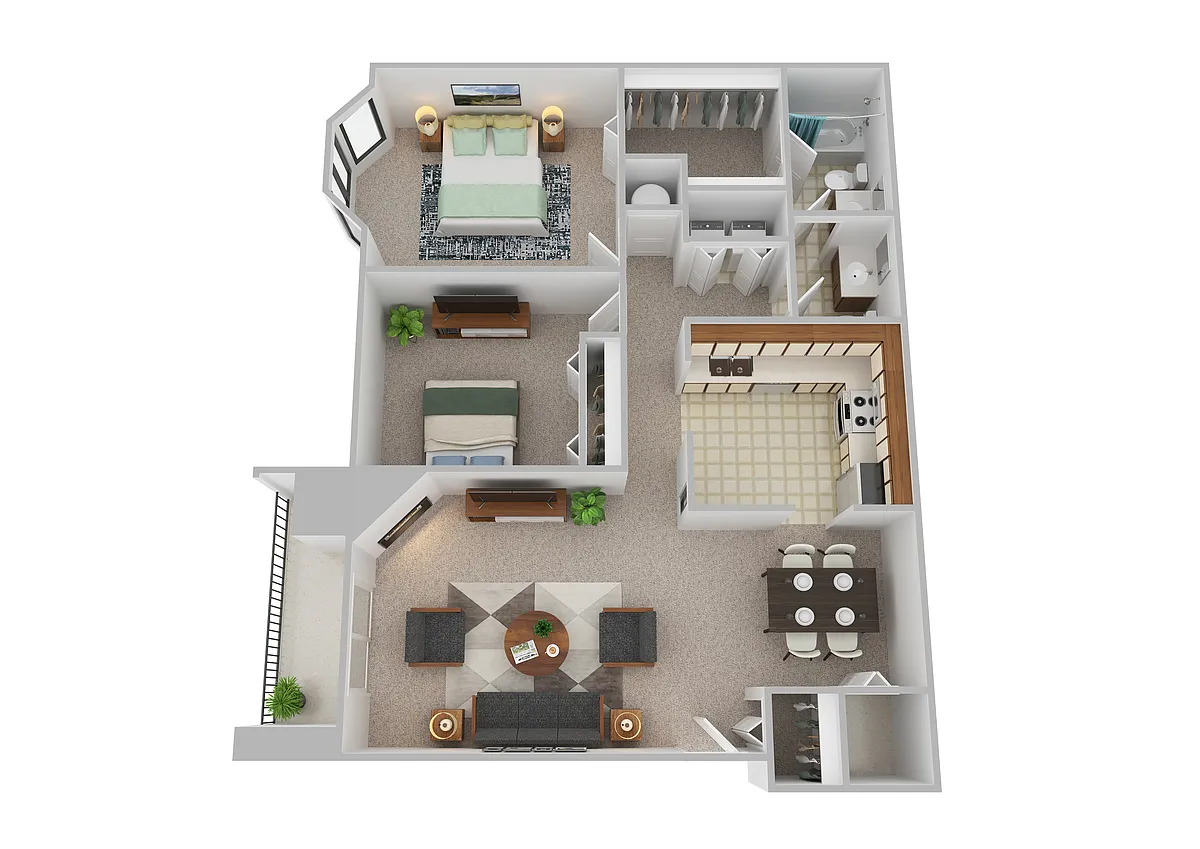 Floor plan 2 Bedroom 1049 SqFt
