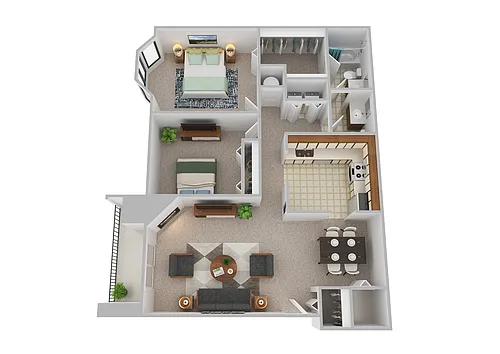 Floor plan 2 Bedroom 1049 SqFt