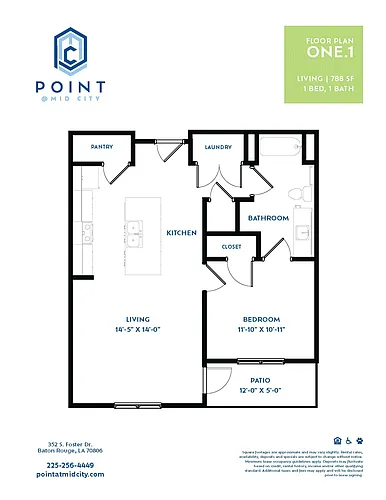 Floor plan 1 br/1 ba Affordable