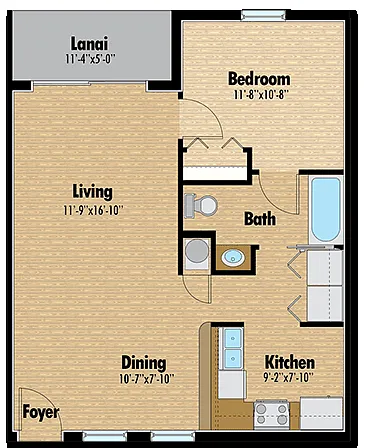 Floor plan One Bedroom - The Oaks on Henry