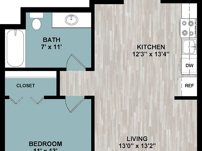 A1 | 1-Bedroom Floorplan A1 | 1-Bedroom Floorplan