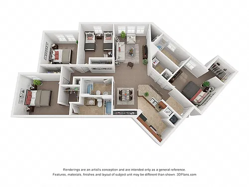 Floor plan Four Bedroom Three Bath