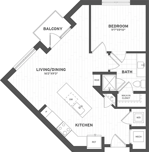 Floor plan 1 Bed/1 Bath-A4
