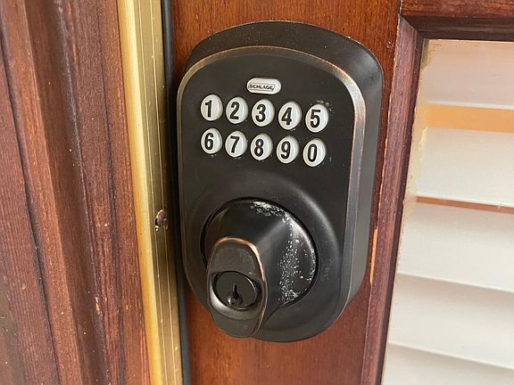 Keypad lock for convenience and security.