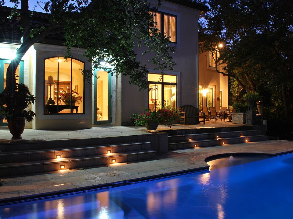 Patio with lighted steps