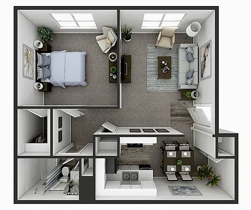 Floor plan 1 BR Garden - Georgetown Road